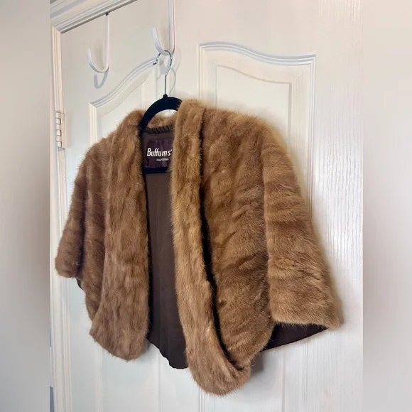 🍸”Buffums” Vintage Mink Fur Shrug/Cape Size L/XL - Picture 16 of 16